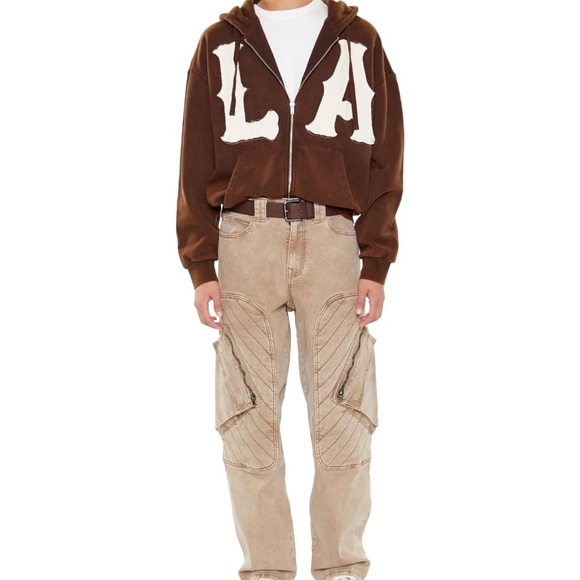 🌹🆕 Forever 21 Tan Beige Cargo Pants Jeans for Men Size 32 - Picture 6 of 7